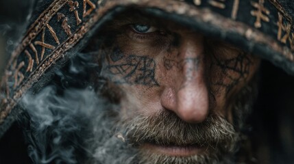 Portrait of a medieval Viking sorcerer