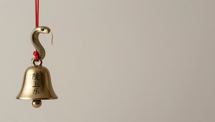 Decorative Metallic Bell with Snake Ornament and Inscribed Surface