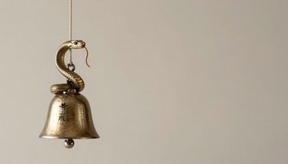 Snake Encircling Elegant Bell with Asian Characters