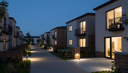 Serene Modern Residential Complex Dusk
