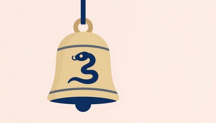 Playful Cartoon Bell with Snake Decoration Light Background