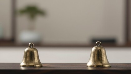 Minimalist Metal Bell Decorations with Indoor Plant Accent