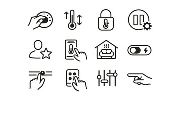 Thermostat choice icon temperature temporary pause user action direct smart control icons
