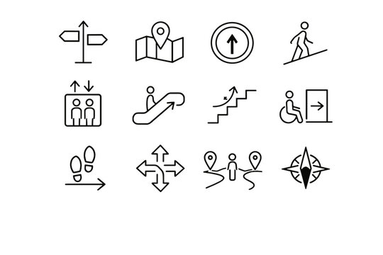 Minimalist spatial simple clarity movement accessibility understanding public icons trust icon vector