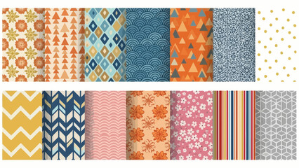 Diverse collection of colorful seamless patterns for backgrounds and textile design