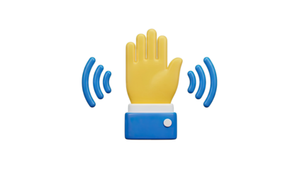 3D Icon of a Hand with Wireless Signals