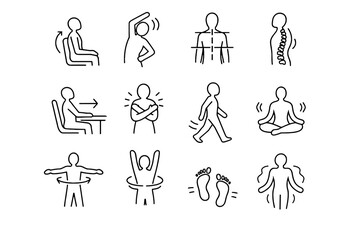 Release cue stretch break physical ergonomic gentle vector body mindful reset micro