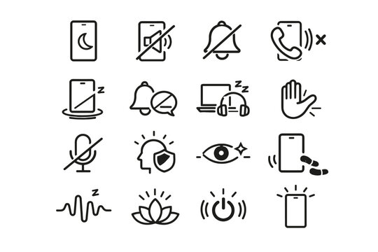 Habit use clarity phone mode icons vector quiet no icon interruption coworking