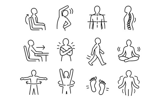 Release cue stretch break physical ergonomic gentle vector body mindful reset micro