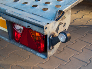 Truck trailer back with tail lights and reflectors