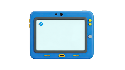 Blue children's digital drawing tablet with stylus