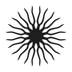 Rounded Circular Tree Plant Roots Silhouette