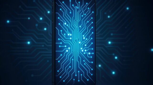 Digital Blueprint: A futuristic image of a smartphone, the screen morphs into an intricate circuit board design.