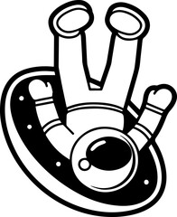 SVG vector illustration of an astronaut silhouette.Astronaut Floating in Space with Circular UFO Design
