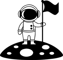 SVG vector illustration of an astronaut silhouette.Astronaut Holding Sun in Outer Space Design Art