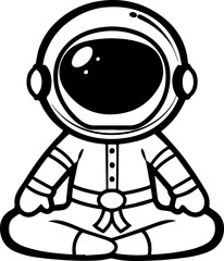 SVG vector illustration of an astronaut silhouette.Cute Cartoon Astronaut Standing on UFO Spacecraft
