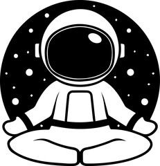 SVG vector illustration of an astronaut silhouette.Astronaut in Space with Tools and Stars Illustration