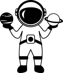 SVG vector illustration of an astronaut silhouette.Astronaut Sitting on Moon in Minimalist Design