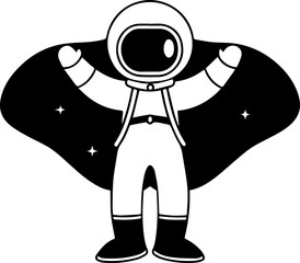 SVG vector illustration of an astronaut silhouette.Astronaut Holding Flag on Moon Landscape Illustration