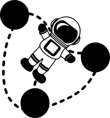 SVG vector illustration of an astronaut silhouette.Astronaut in Space Looking Out of Porthole Window