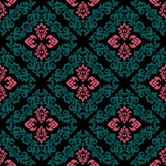 Damask seamless pattern vector background. baroque style pattern. Luxury textile. Graphic ornate pattern for wallpaper, fabric, packaging, wrapping. Damask floral ornament
