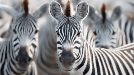 Serene Encounter with a Collective of Zebras in the African Savanna