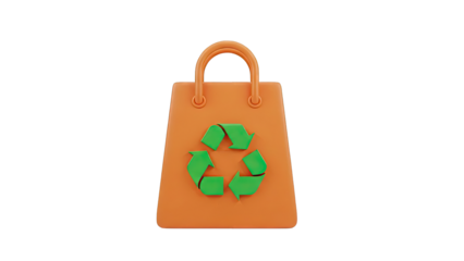 Orange Shopping Bag with Green Recycling Symbol