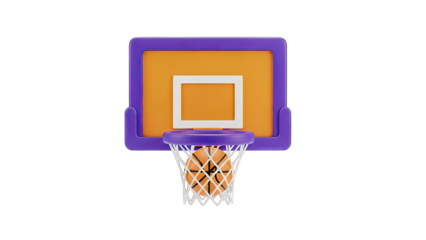 3D Rendered Basketball Hoop with Ball