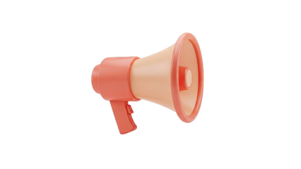 3D Rendered Pink and Beige Megaphone on White Background