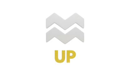 3D "UP" Text and Wavy Symbol Logo