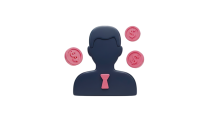 3D Icon of a Man with Dollar Coins