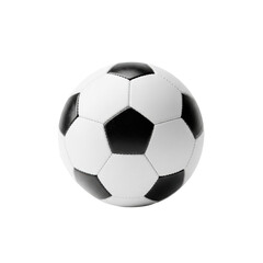 Fototapeta premium classic 32-panel black and white soccer ball, synthetic leather texture, subtly scuffed, centered on a transparent background with ample negative space. concept of competitive team sports