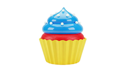 Brightly Colored Cupcake with Blue Frosting and White Sprinkles