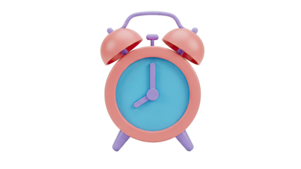 3D Render of a Pink and Blue Alarm Clock