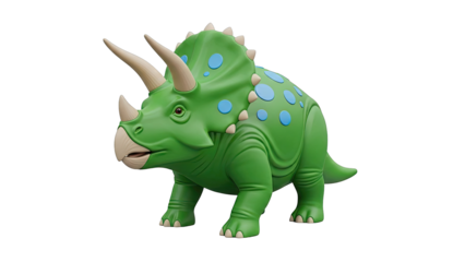 Green Triceratops Dinosaur Toy with Blue Spots