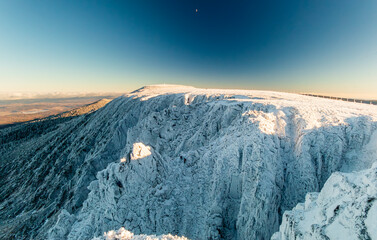 Frozen Landscape and Cliffs of Śnieżne Kotły, Karkonosze National Park	