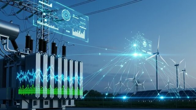 Smart Grid Technology with Wind Turbines and Power Transformer for Sustainable Energy.