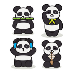 Cute Panda Logo Mascot. Suitable for illustration, sticker, or scrapbooking