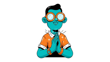 Obraz premium Illustration of a man meditating in a serene environment from a front viewpoint