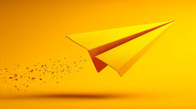 Yellow paper plane, volatility in the business and investment