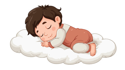 Cute Baby Sleeping on White Background Vector Illustration
