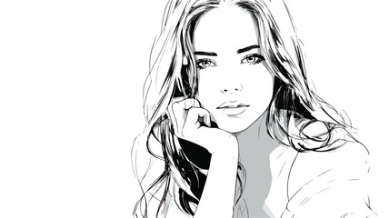 Elegant and Stylish Beautiful Girl Pose Vector with Outline on White Background