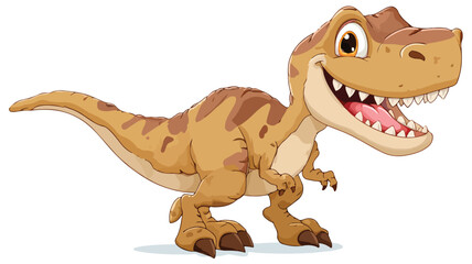 Cheerful Cartoon Dinosaur Smiling in Playful Pose on White Background Vector Illustration