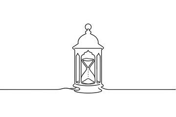 Minimalist Line Art Ramadan Lantern with Crescent Moon Illustration