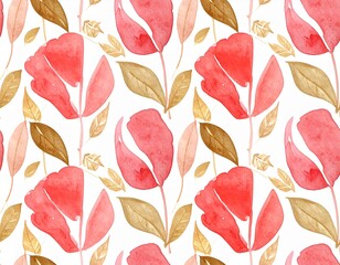 Watercolor Botanical Pattern &ndash; Elegant Leaf Design generated AI