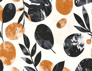 Watercolor Botanical Pattern &ndash; Elegant Leaf Design generated AI