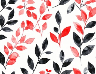 Watercolor Botanical Pattern &ndash; Elegant Leaf Design generated AI