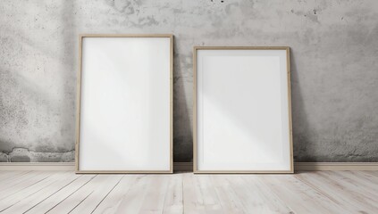 Mock up poster with leather sofa in loft, 3d rendering, 3d illustration