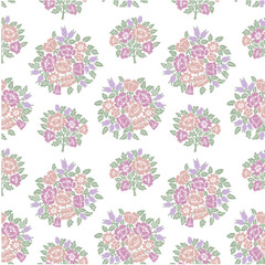 Floral Block Print Repeat Vector Pattern, Medallion, Damask, Boho Print, flower pattern, bouquet