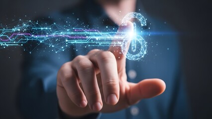 Digital transformation and future technology abstract concept with a person's hand interacting with a glowing digital network